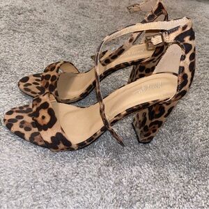 Leopard Faux Suede Block Heels